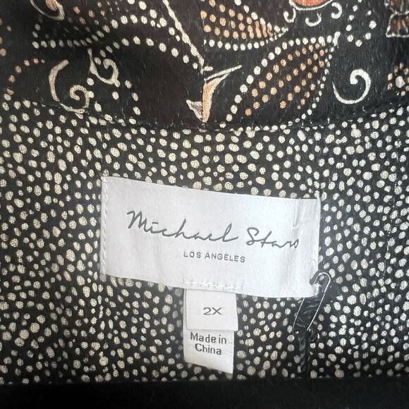 NWT Michael Stars Alexei Printed Bow Blouse Size 2X - Picture 3 of 12